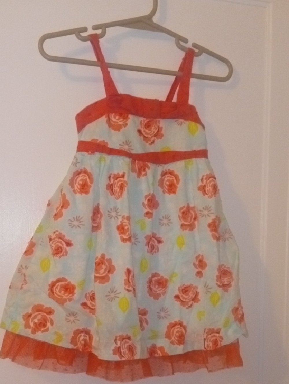 girl 18 month sundress blue with pink flowers